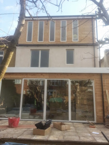 The roof is on top of this single storey extension