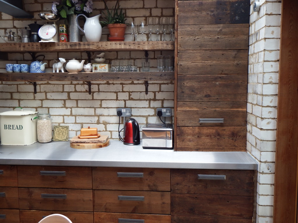 Boiler and washing machine cabinets in reclaimed wood